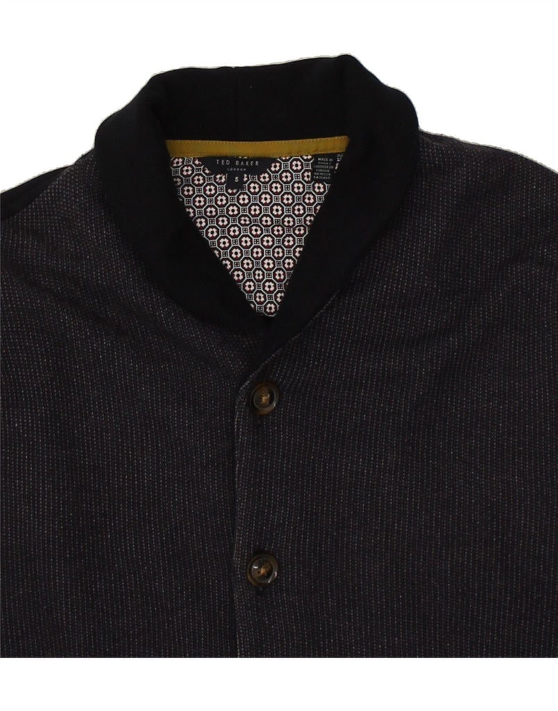 TED BAKER Mens Cardigan Sweater Size 5 XL Navy Blue Colourblock Cotton | Vintage Ted Baker | Thrift | Second-Hand Ted Baker | Used Clothing | Messina Hembry 
