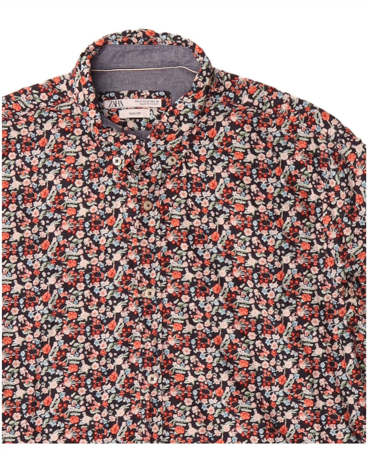 Zara Mens Slim Fit Shirt Medium Multicoloured Floral