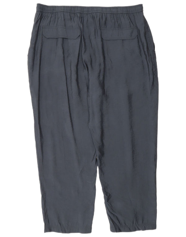 Zara Womens Straight Cropped Trousers 2XL W34 L26 Navy Blue Modal