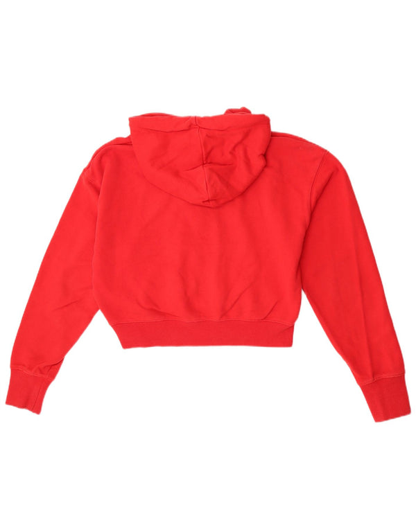 Superdry Womens Oversized Crop Graphic Hoodie Jumper UK 10 Small Red Cotton