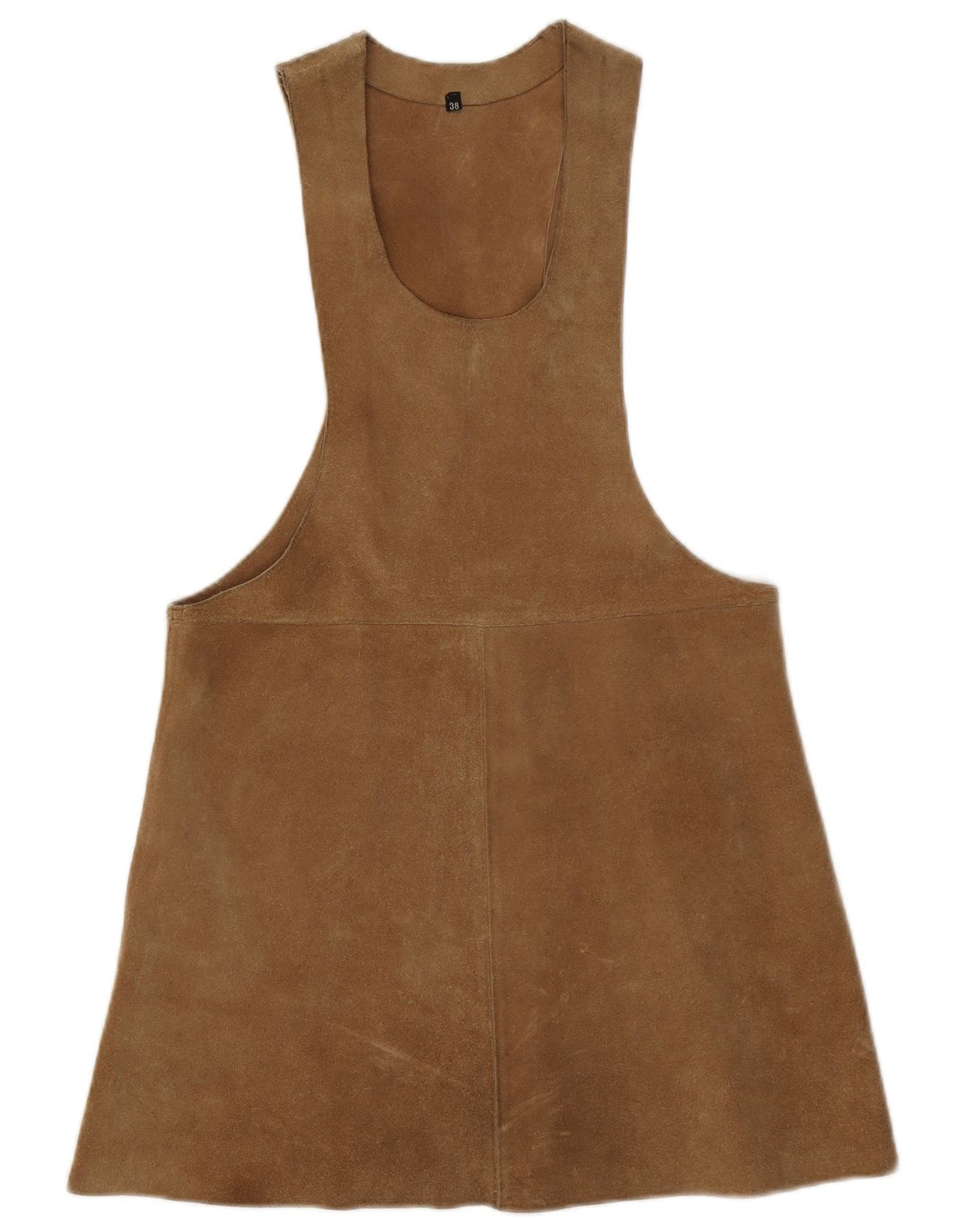 Vintage Womens Suede Pinafore Dress EU 38 Medium Brown