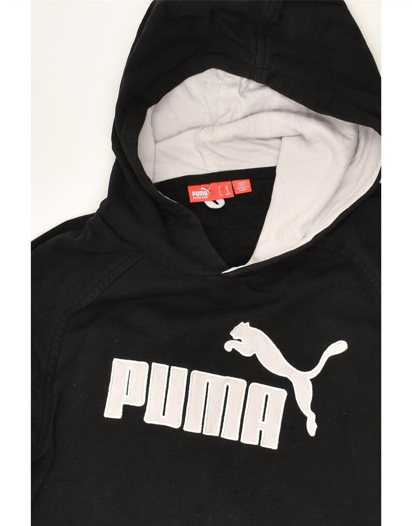 PUMA Boys Graphic Hoodie Jumper 11-12 Years Large Black Cotton | Vintage Puma | Thrift | Second-Hand Puma | Used Clothing | Messina Hembry 