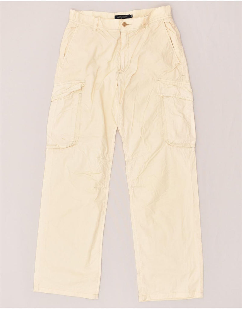 MARINA YACHTING Mens Straight Cargo Trousers IT 46 Small W29 L31 Off White | Vintage Marina Yachting | Thrift | Second-Hand Marina Yachting | Used Clothing | Messina Hembry 