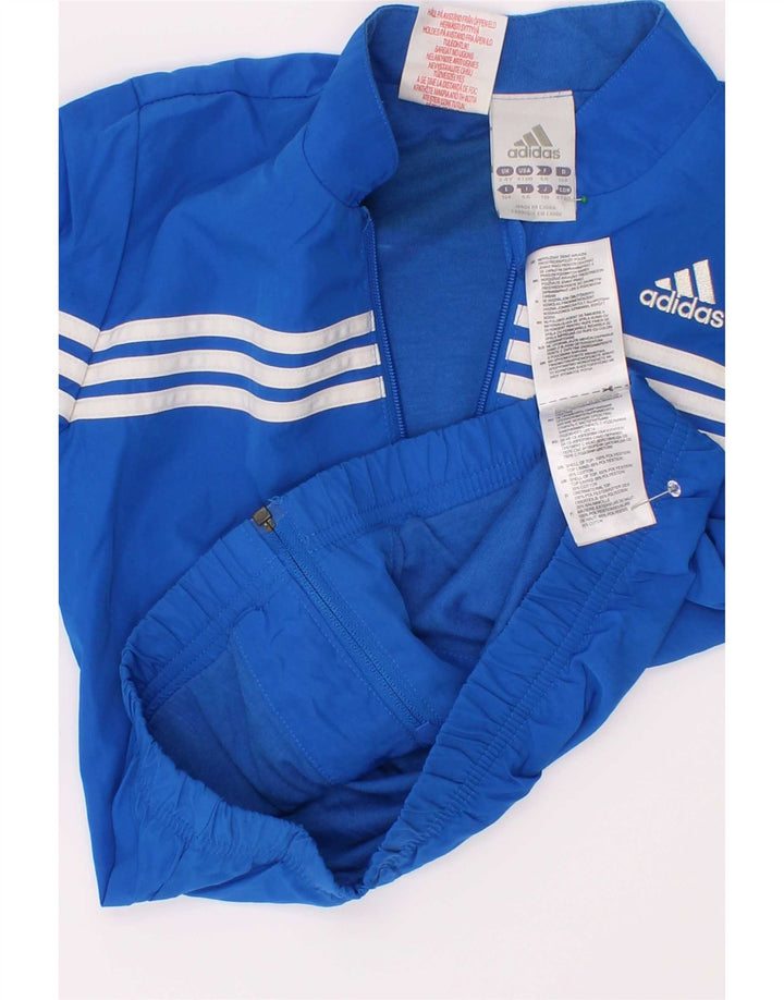 Adidas Boys Tracksuit Top Jacket 3-4 Years Blue Polyester