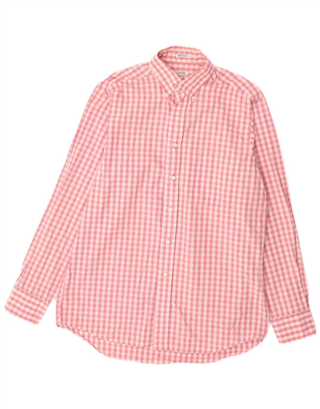 IZOD Mens Regular Fit Shirt Size 15 1/2 Medium Pink Check Cotton