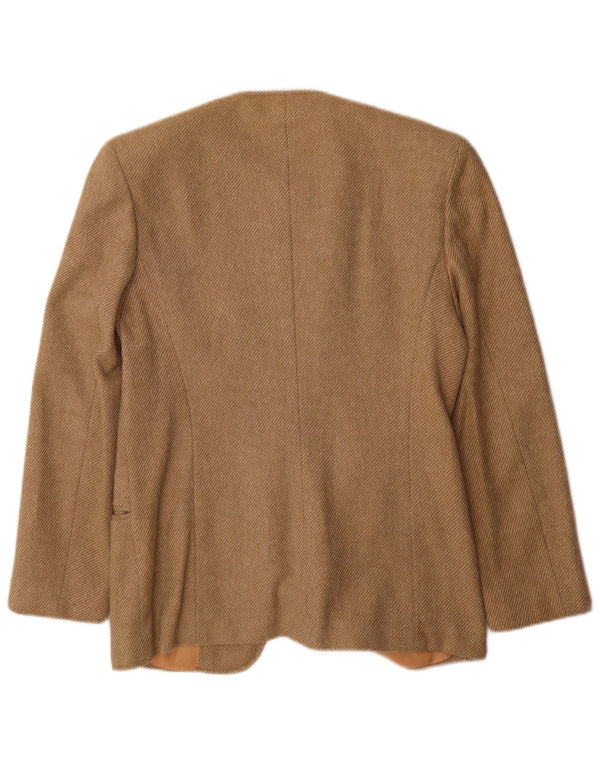 Elle Erre Womens Longline Blazer Jacket IT 44 Medium Beige Pinstripe