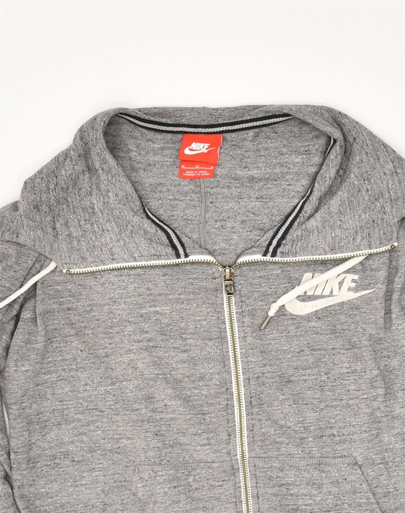 NIKE Womens Zip Hoodie Sweater UK 14 Medium Grey Cotton | Vintage Nike | Thrift | Second-Hand Nike | Used Clothing | Messina Hembry 