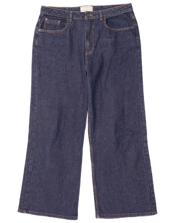 Fat Face Womens Wide Leg Jeans UK 14 Large W34 L28 Navy Blue Cotton