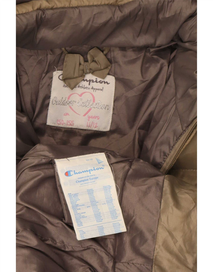 Champion Girls Hooded Padded Coat 11-12 Years Khaki Polyester