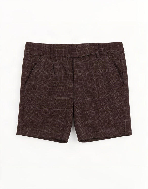 Benetton Womens Chino Shorts IT 38 XS W28 Grey Check Wool