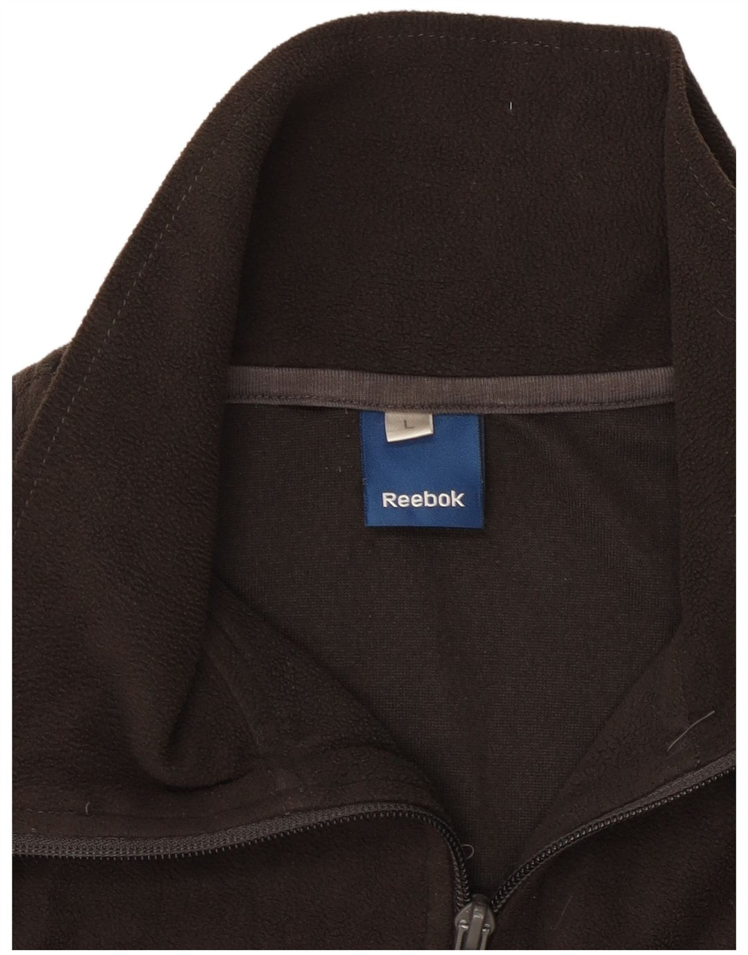 REEBOK Mens Zip Neck Fleece Jumper Large Black Polyester