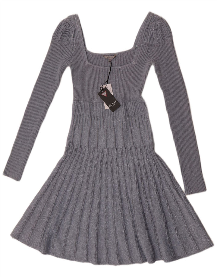 Guess Womens Long Sleeve Jumper Dress UK 12 Medium Grey Rayon
