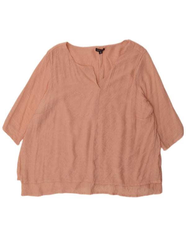Marks & Spencer Womens Autograph Top 3/4 Sleeve UK 18 XL Pink Viscose