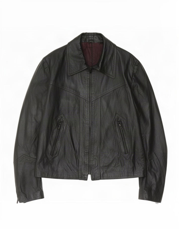 Vintage Womens Leather Jacket UK 14 Medium Black