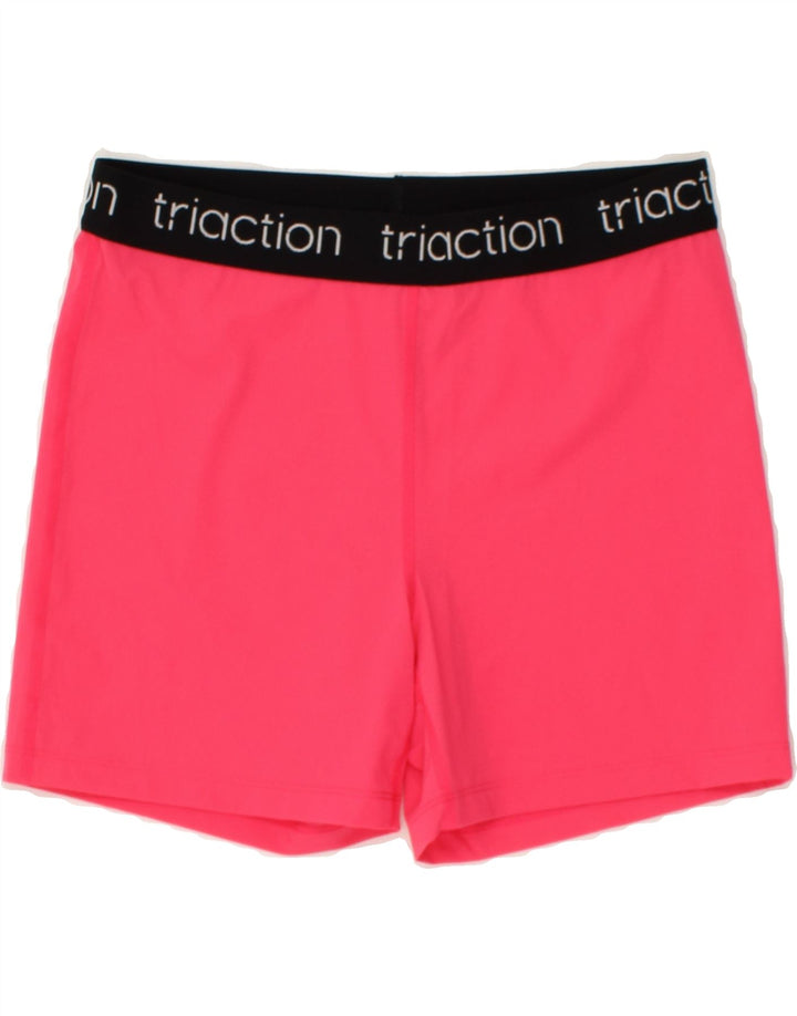 TRIUMPH Womens Graphic Sport Shorts UK 12 Medium Pink Colourblock Vintage Triumph and Second-Hand Triumph from Messina Hembry 