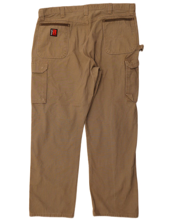 WRANGLER Mens Straight Cargo Trousers W40 L32 Beige Cotton