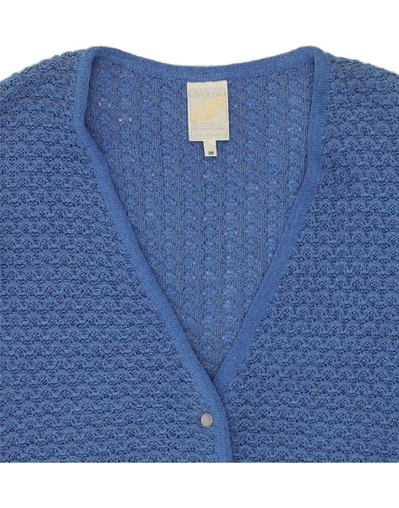 BASLER Womens Crop Sleeveless Cardigan Sweater EU 38  Medium Blue Acrylic | Vintage Basler | Thrift | Second-Hand Basler | Used Clothing | Messina Hembry 