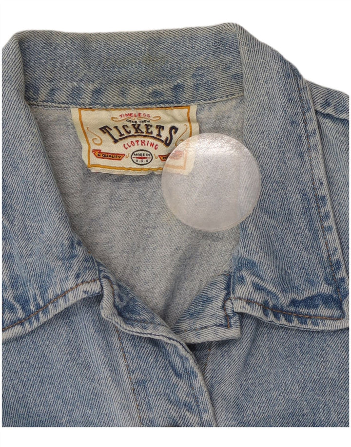 VINTAGE Girls Denim Gilet 9-10 Years Blue Cotton