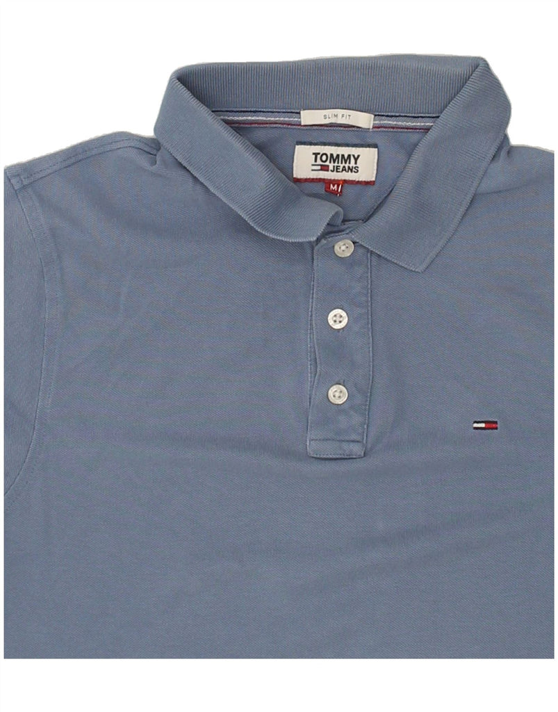 TOMMY HILFIGER Mens Slim Fit Polo Shirt Medium Blue Cotton | Vintage Tommy Hilfiger | Thrift | Second-Hand Tommy Hilfiger | Used Clothing | Messina Hembry 