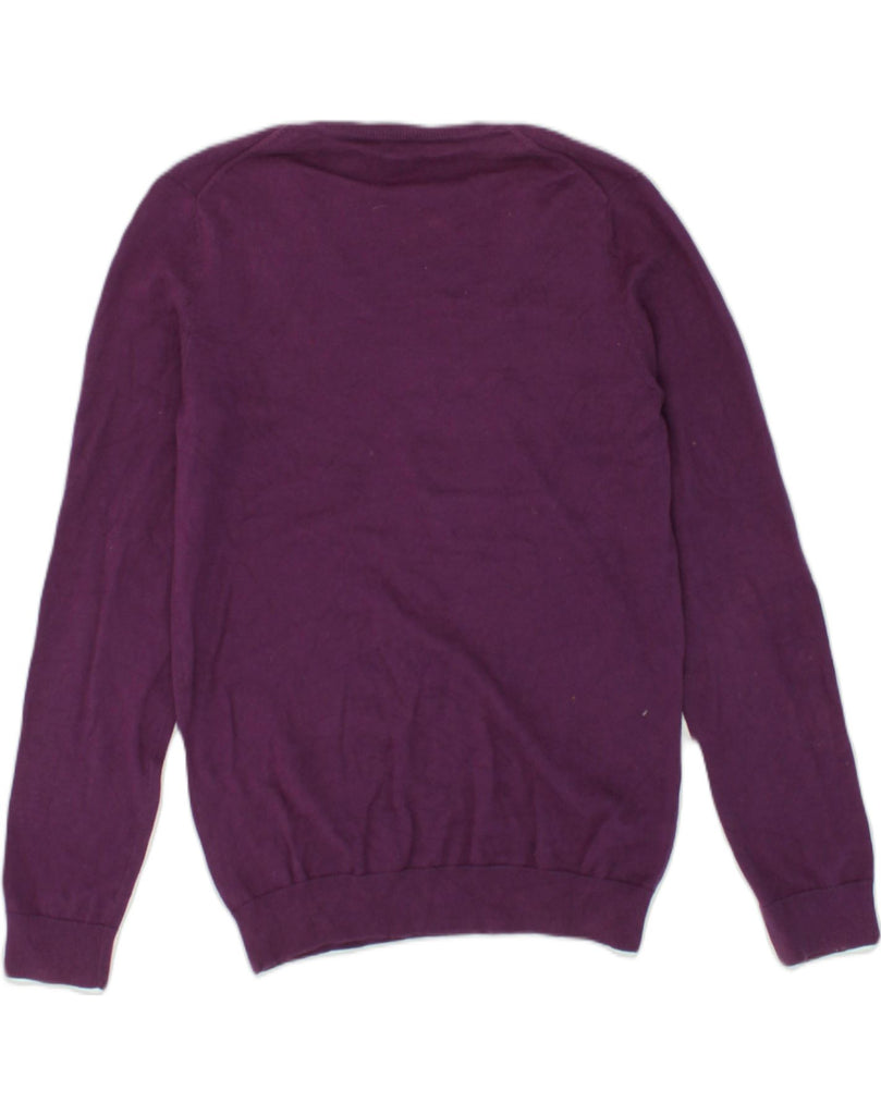 TOMMY HILFIGER Womens V-Neck Jumper Sweater UK 12 Medium Purple Cotton | Vintage Tommy Hilfiger | Thrift | Second-Hand Tommy Hilfiger | Used Clothing | Messina Hembry 