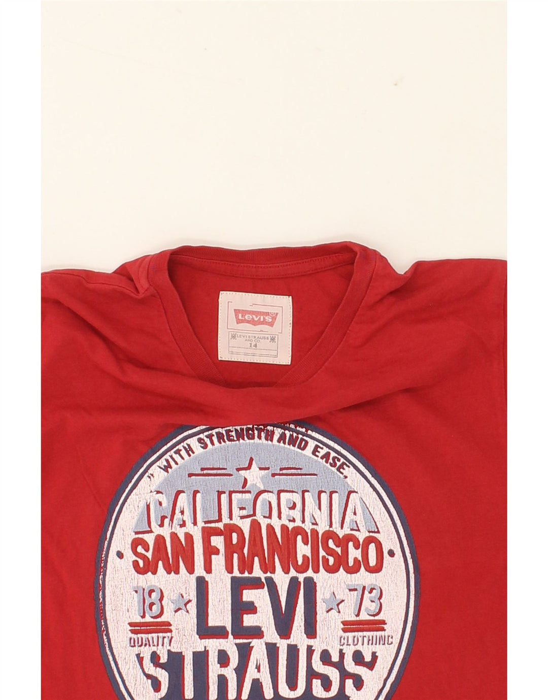 LEVI'S Boys Graphic T-Shirt Top 13-14 Years Red Cotton Vintage Levi's and Second-Hand Levi's from Messina Hembry 