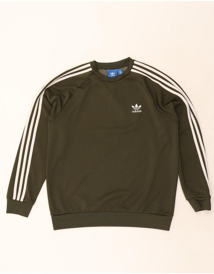 Adidas Mens Sweatshirt Jumper Large Khaki Polyester