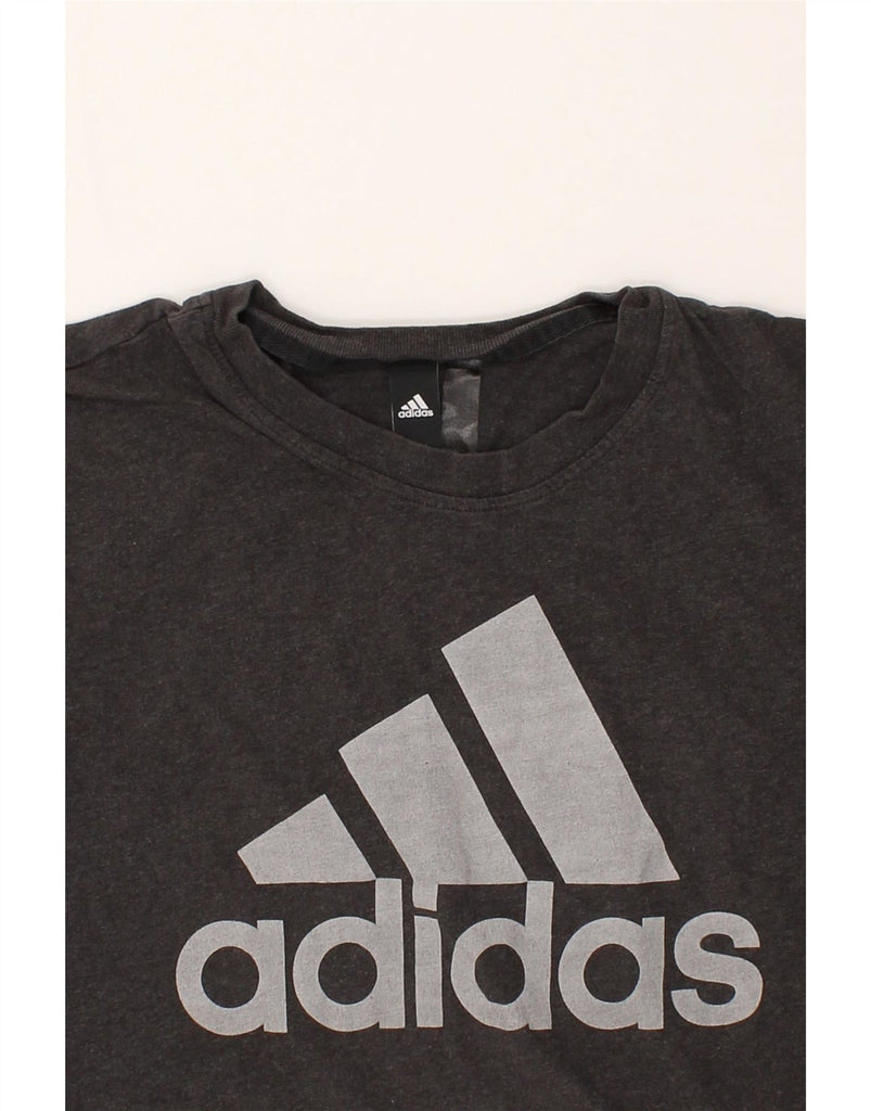 ADIDAS Mens Graphic T-Shirt Top Large Grey Flecked Cotton Vintage Adidas and Second-Hand Adidas from Messina Hembry 