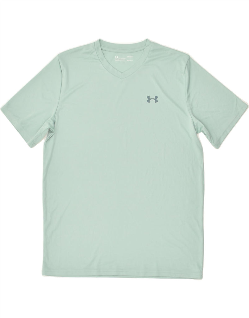 UNDER ARMOUR Mens Heat Gear T-Shirt Top Large Blue Polyester | Vintage Under Armour | Thrift | Second-Hand Under Armour | Used Clothing | Messina Hembry 