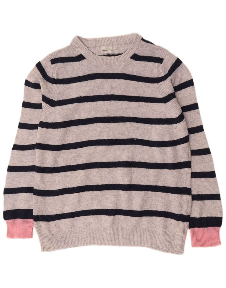 Marks & Spencer Womens Crew Neck Jumper Sweater UK 16 Large Grey Striped