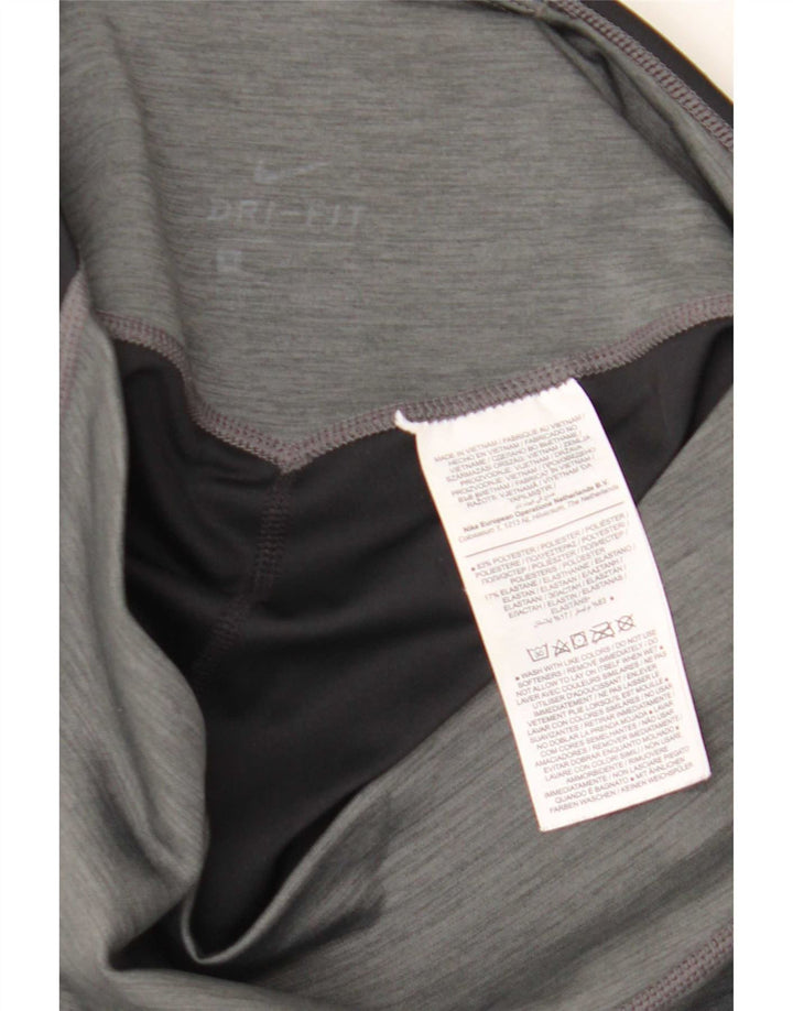 Nike Womens Dri Fit Leggings UK 12 Medium  Grey Colourblock Polyester