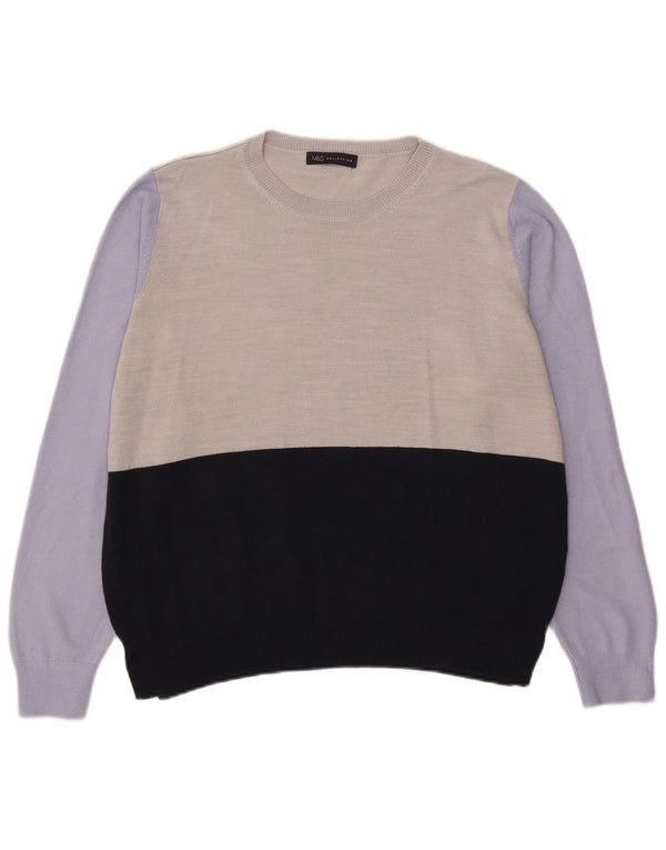 Marks & Spencer Womens Boat Neck Jumper Sweater UK 18 XL Blue Colourblock