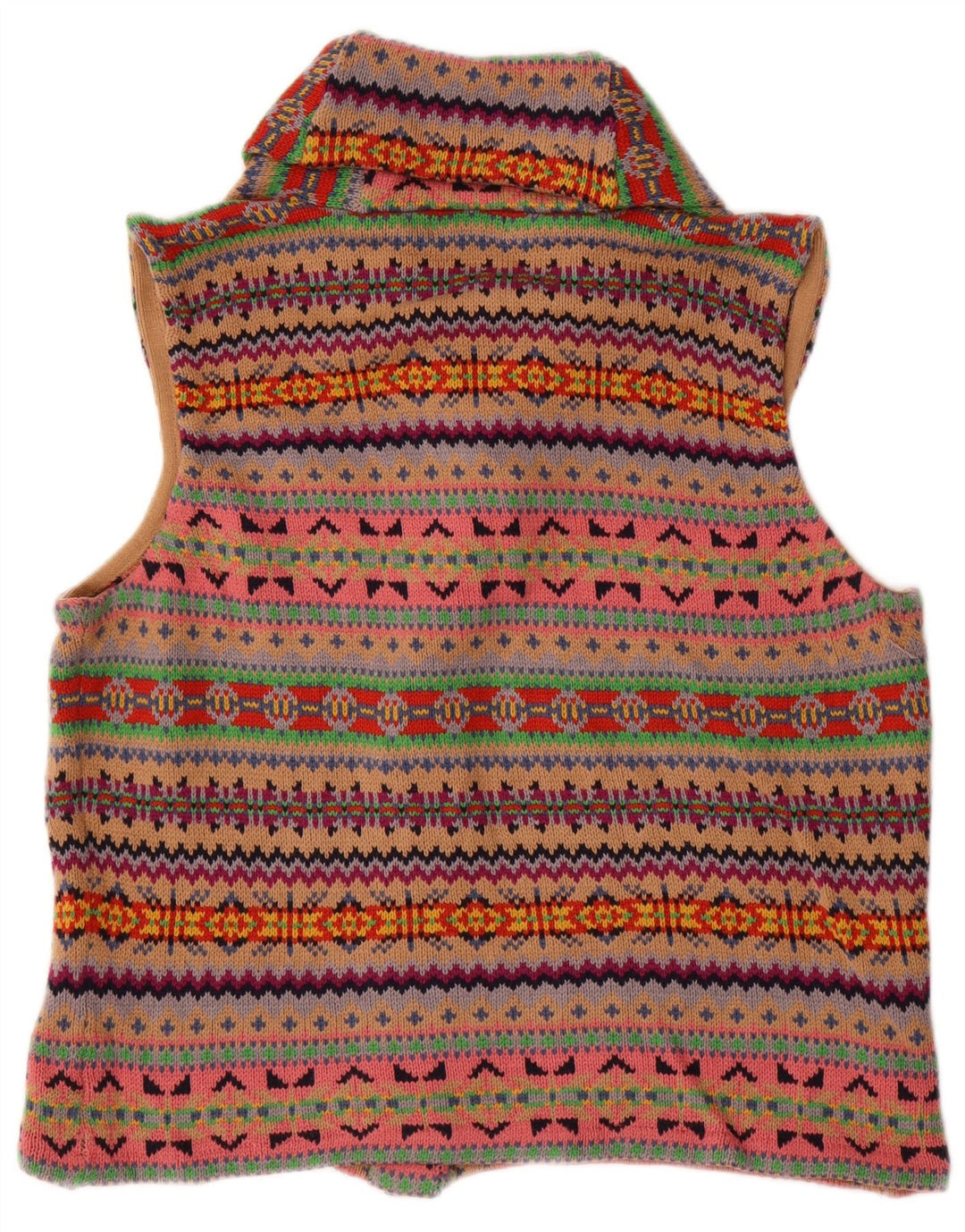 Chaps Womens Sleeveless Cardigan Sweater UK 18 XL Multicoloured Fair Isle
