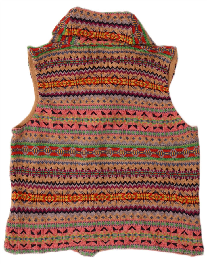 Chaps Womens Sleeveless Cardigan Sweater UK 18 XL Multicoloured Fair Isle