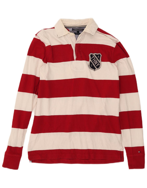 Tommy Hilfiger Mens Vintage Fit Rugby Polo Shirt Small Red Striped