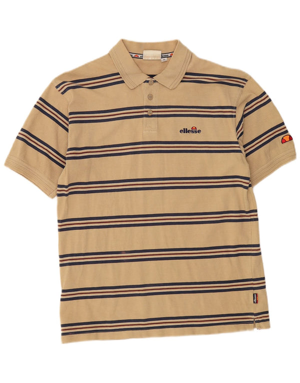 Ellesse Mens Polo Shirt Medium Beige Striped