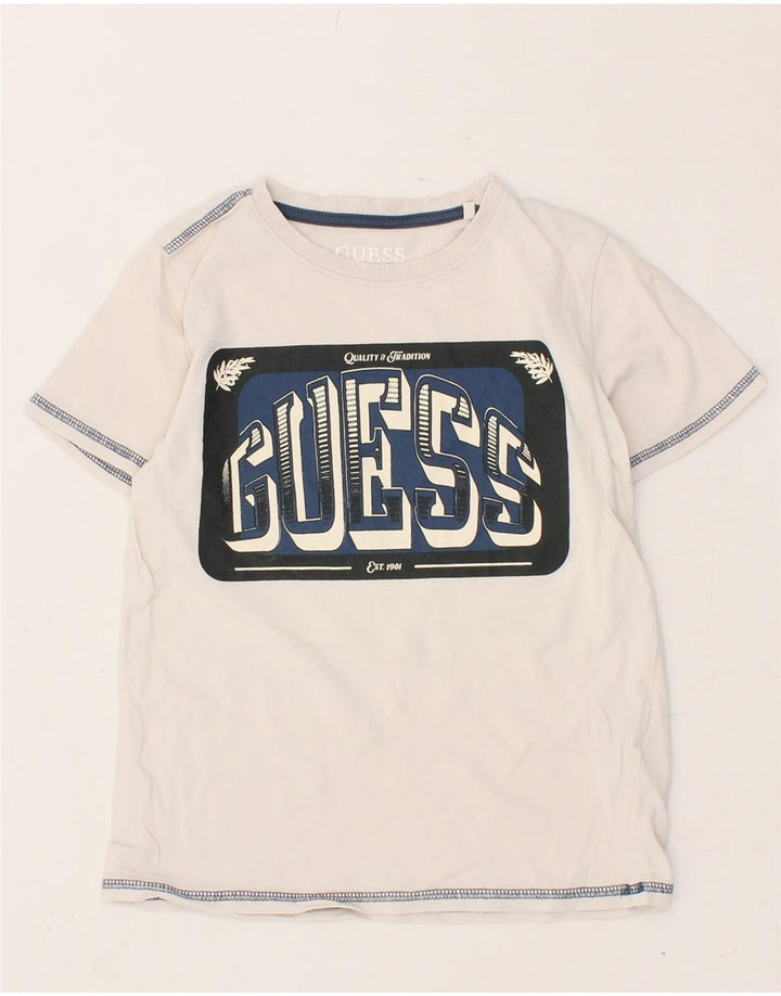 GUESS Boys Graphic T-Shirt Top 7-8 Years Off White Cotton Vintage Guess and Second-Hand Guess from Messina Hembry 