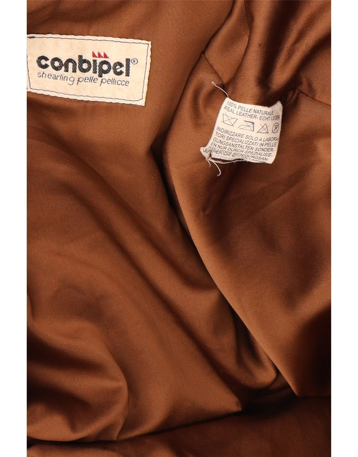 Conbipel Womens Leather Coat UK 14 Large Brown Leather
