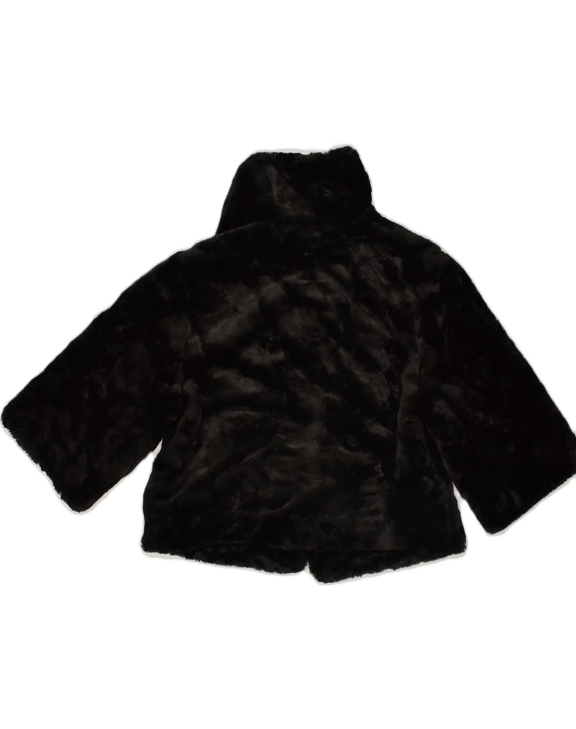 CALVIN KLEIN Womens Faux Fur Jacket UK 12 Medium Black Acrylic | Vintage Calvin Klein | Thrift | Second-Hand Calvin Klein | Used Clothing | Messina Hembry 