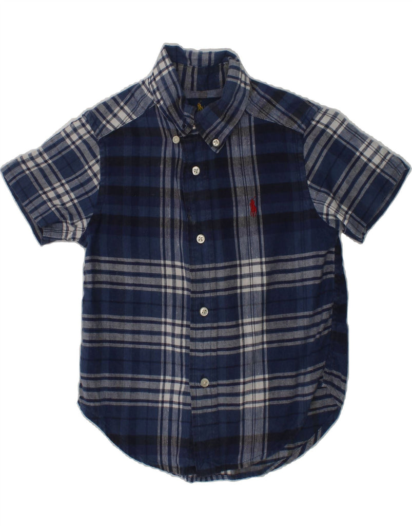 RALPH LAUREN Baby Boys Short Sleeve Shirt 18-24 Months Navy Blue Check | Vintage Ralph Lauren | Thrift | Second-Hand Ralph Lauren | Used Clothing | Messina Hembry 
