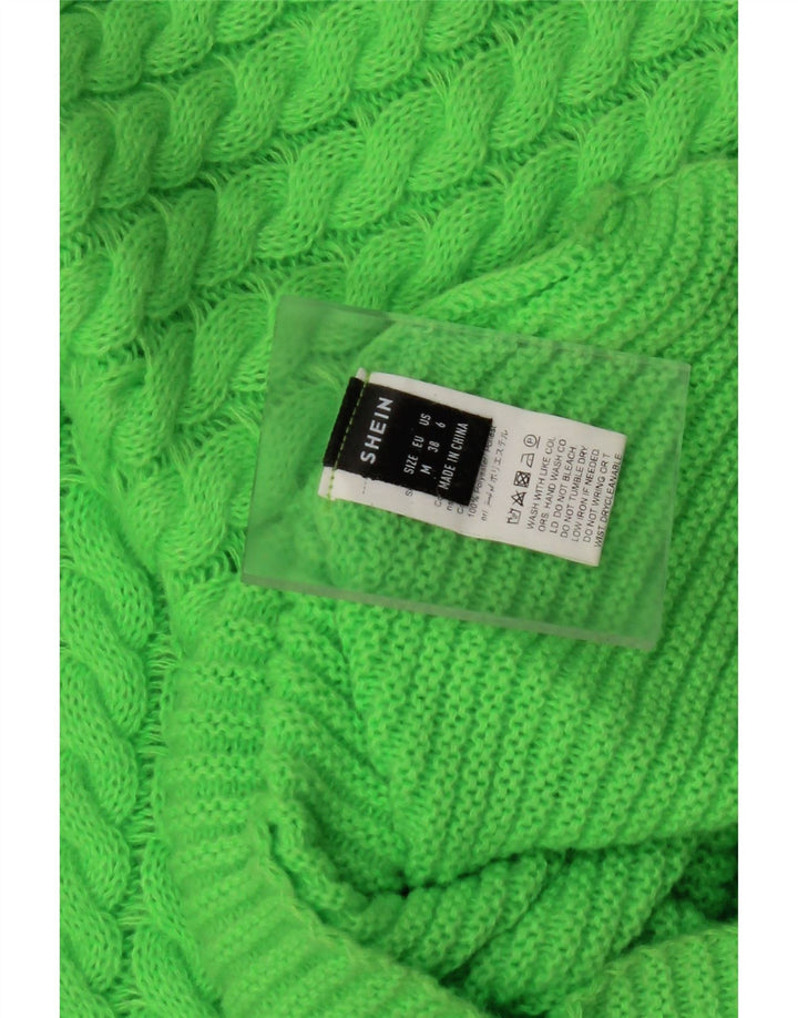 SHEIN Womens Crop Roll Neck Jumper Sweater UK 12 Medium Green Polyester