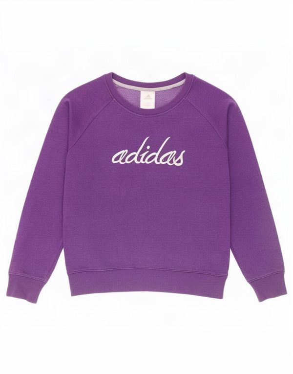 Adidas Womens Graphic Sweatshirt Jumper UK 14 Medium Purple Cotton