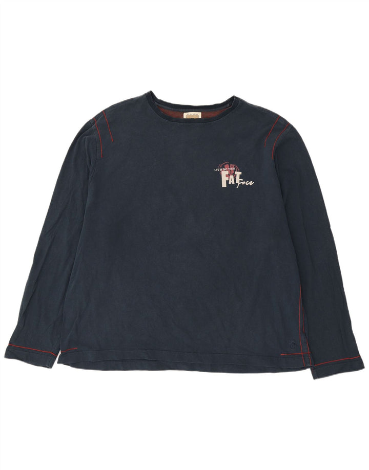 Fat Face Mens Graphic Top Long Sleeve 2XL Navy Blue Cotton