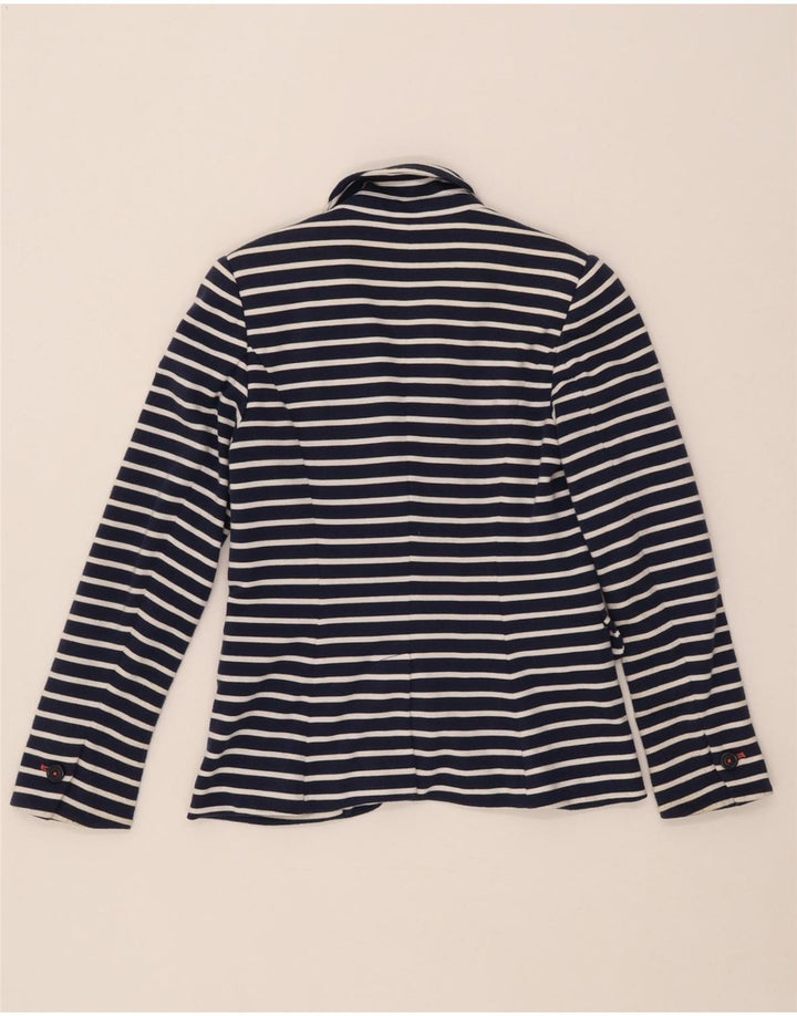 Joules Womens 1 Button Blazer Jacket UK 6 XS Navy Blue Striped Polyester