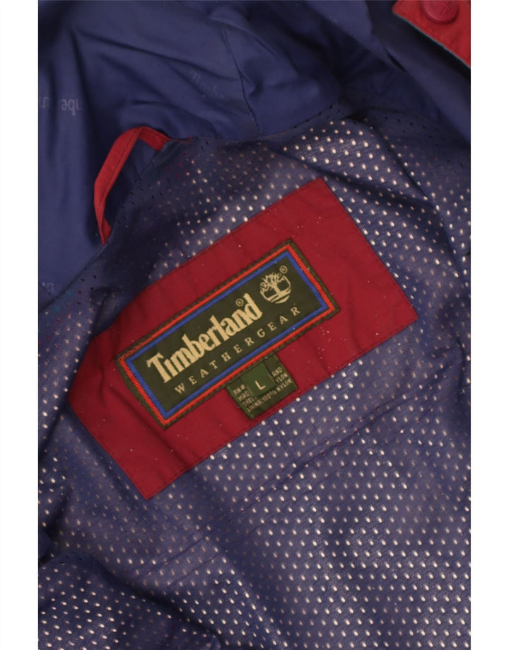 Timberland Mens Hooded Windbreaker Jacket UK 40 Large Red Nylon