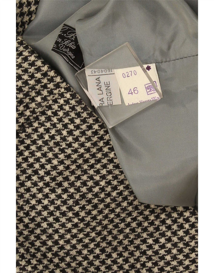 Vintage Womens Double Breasted Blazer Jacket IT 46 Large Black Houndstooth