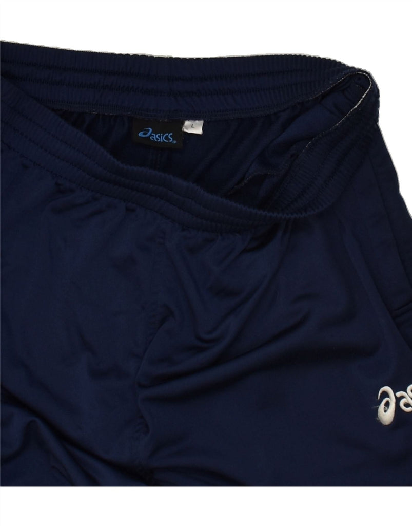 ASICS Mens Tracksuit Trousers Large Navy Blue Polyester | Vintage Asics | Thrift | Second-Hand Asics | Used Clothing | Messina Hembry 