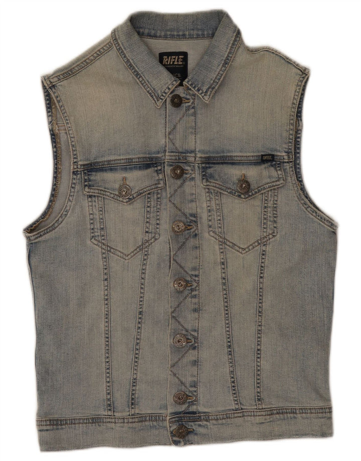 Rifle Mens Denim Gilet UK 38 Medium Blue Cotton