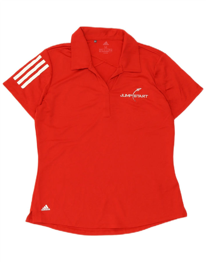 ADIDAS Womens Polo Shirt UK 12/14 Medium Red Polyester