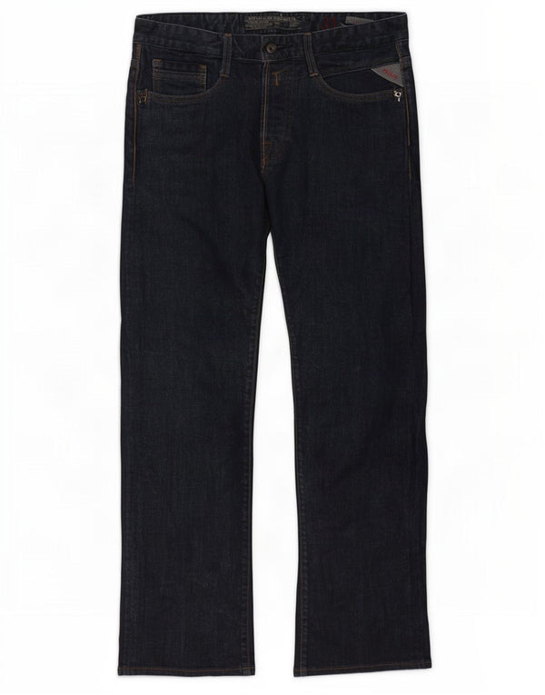 Replay Mens Billstrong Straight Jeans W31 L32 Navy Blue Cotton