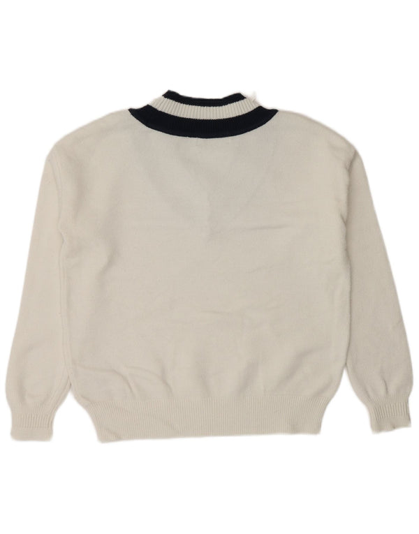 Marks & Spencer Womens V-Neck Jumper Sweater UK 10 Small White Colourblock